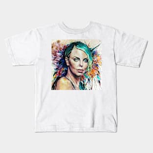 Portrait of Charlize with flowers Kids T-Shirt